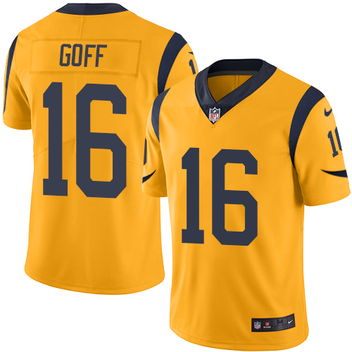 Youth Limited Jared Goff Nike Jersey Gold - #16 Rush NFL Los Angeles Rams